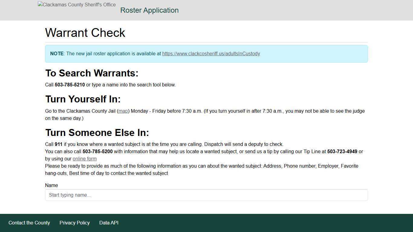 Roster Application - Warrant Check