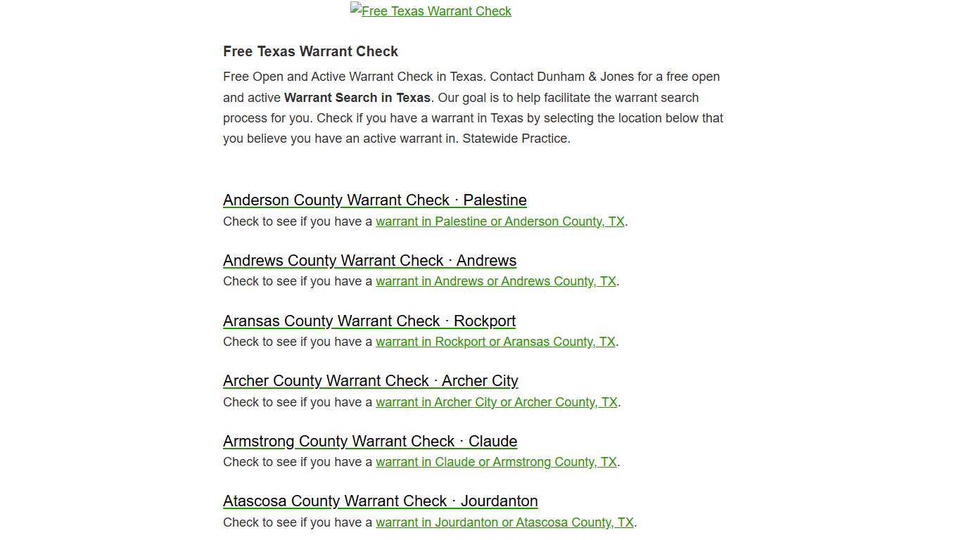 FREE Warrant Check in Texas | Free Warrant Check